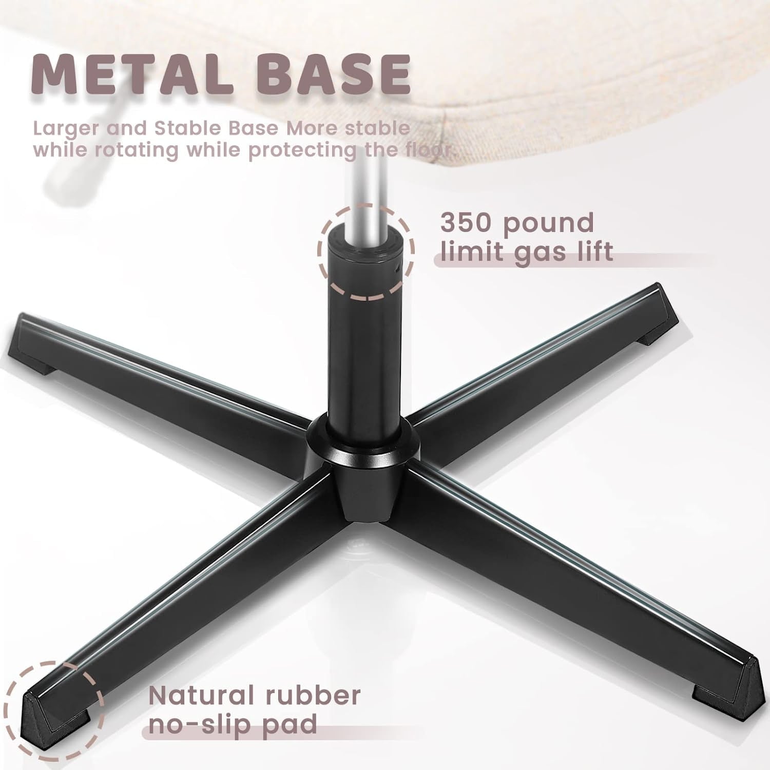 Waleaf Armless Office Desk Chair No Wheels,Fabric Padded Criss Cross Legged Office Chair,Swivel Vanity Chair